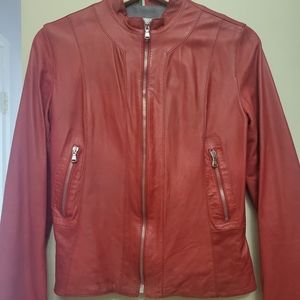 Davide Cerasi red leather jacket. Made in Italy.